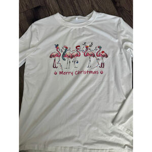 Etsy Purchased Large Heavier Polyester Material Christmas Flamingo Graphic Large